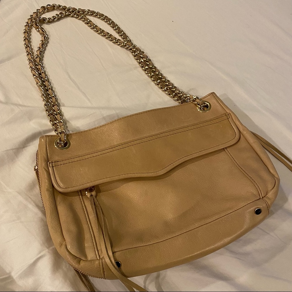 Large Camel/Nude Rebecca Minkoff Shoulder Bag with Chain Handle